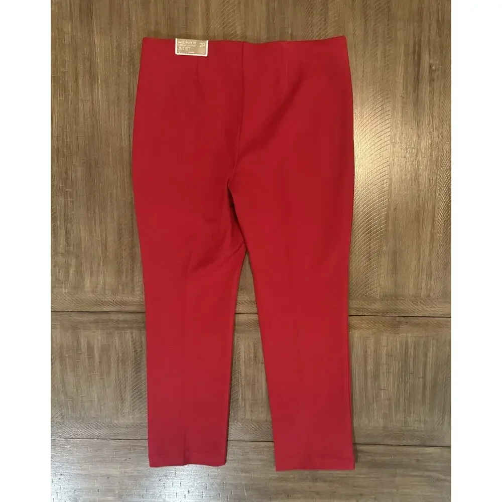 NWT Chicos The Ultimate Fit Juliet Straight Leg Red Pants Size LP 12P (2P) $89